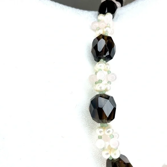 EUC Ross Simons Smoky Quartz Peal and Agate Necklace